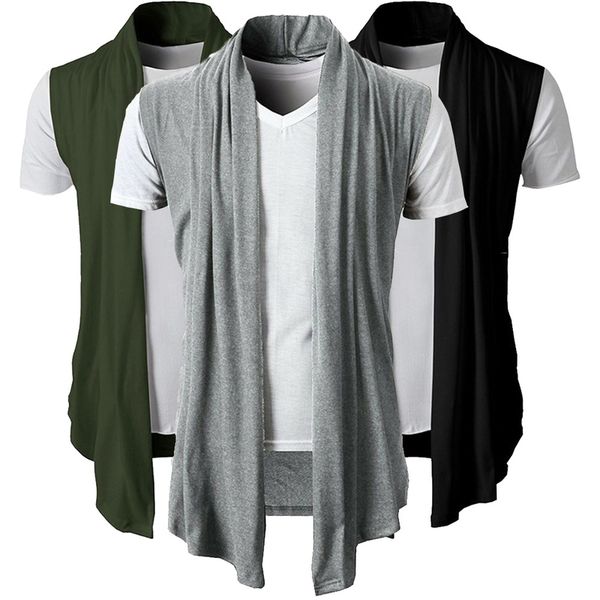 

men s casual vest sleeveless cardigan jacket solid color trend home 220727, Black;white