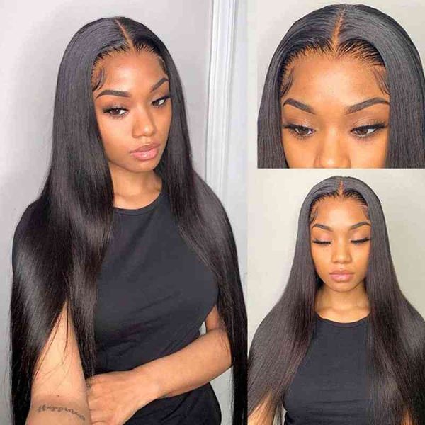 

straight lace front wig 13x6 human hair s s 13x4 al 220608, Black