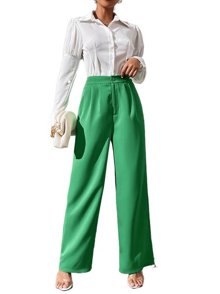 

high waist wide leg pants k0y2#, Black;white