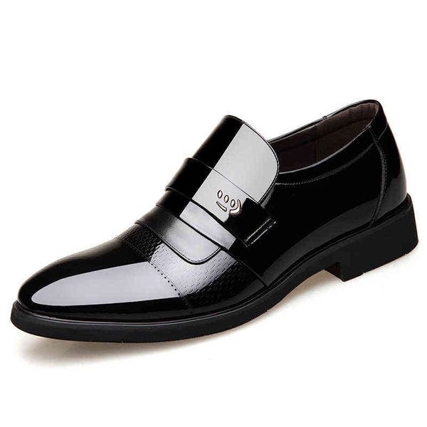 

hbp invisible inner heightening dress shoes men's shoes pointed bright leather business dress casual wedding 220729, Black