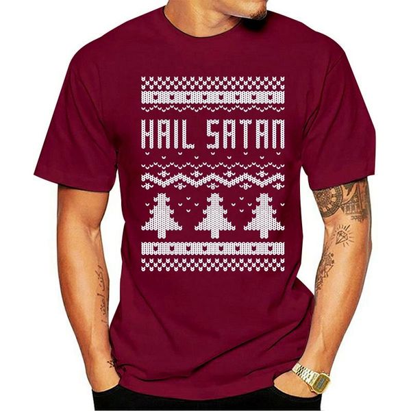 T-shirt da uomo T-shirt design da uomoShort Hail Satan Ugly Christmas Maglione da uomoGirocollo stampato