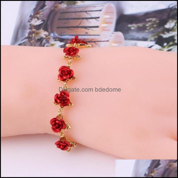 

charm bracelets rose gold color ladies bracelet fashion flower simple kor dh9u2, Golden;silver