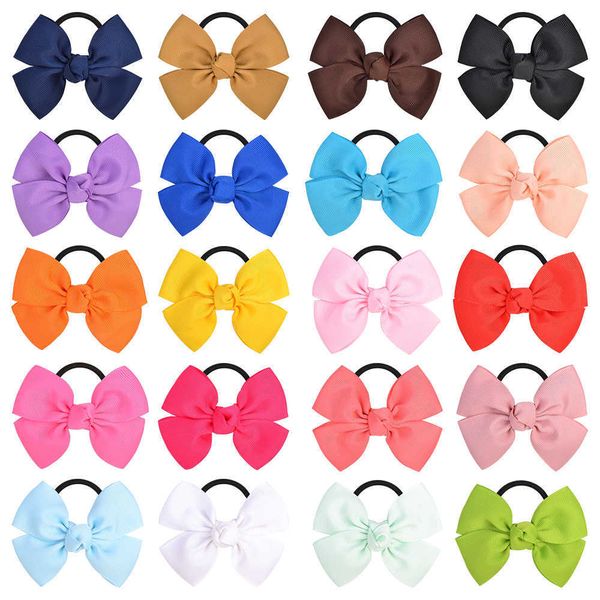 

baby hair accessories solid color korean version cute children's bow knot hair circle girl rubber band 404, Slivery;white