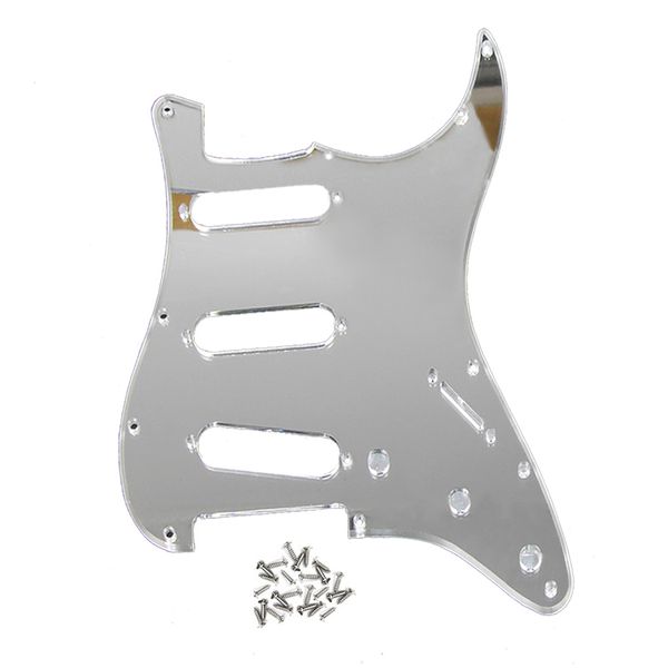 11 buraco sss pickguard scratch placa espelho de prata com parafusos para peças de guitarra elétrica