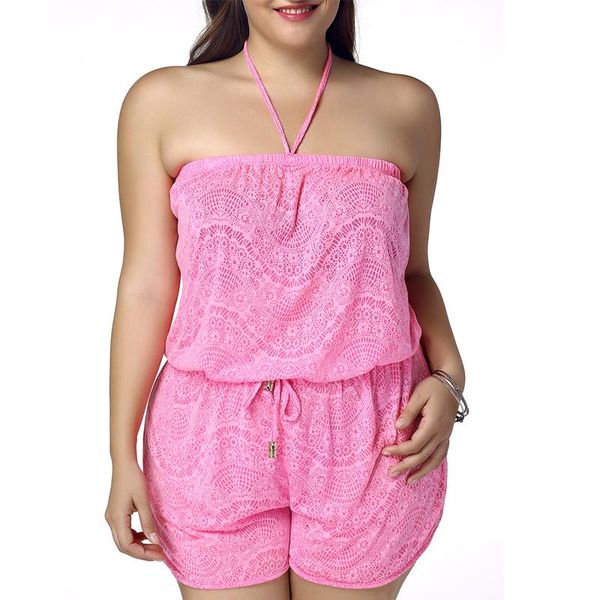 

women's jumpsuits & rompers wholesale most tube comfort rayon dress plus size neck halter wasit tied women's casual romper drop, Black;white