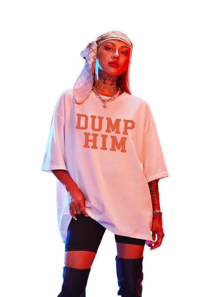 

letter graphic drop shoulder oversized tee u2sh#, White