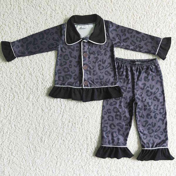 

boutique baby girl pajamas set leopard print fashion kids clothes girls nightwear fall winter long sleeve pants kid pajama sleepwear wholesa, White