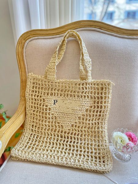 

2022 designer embroidered women's bags hollow raffia fashion handbags luxury brand summer beach woven bags handbags luxury