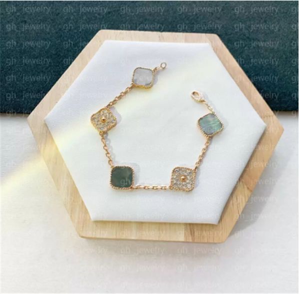 

classic 4/four leaf clover charm bracelets women's 18k gold mother-of-pearl designer bracelet women's wedding party gift jewelry3, Golden;silver