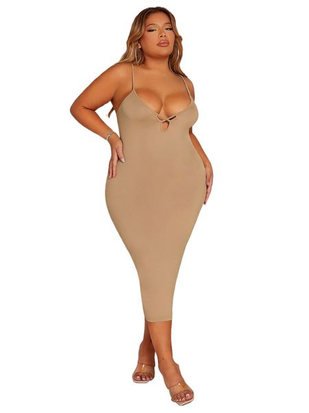 

sxy plus crisscross front cami dress f62o#, Black