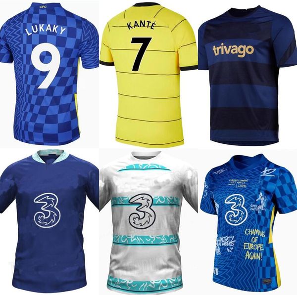

21 22 23 cfc lukaku soccer jerseys home special 42 champions final club limited-edition world 2022 2023 kante werner havertz football shirt, Black;yellow