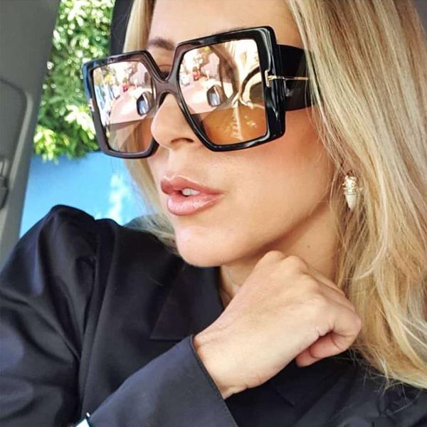 

sunglasses brand design oversized square tom for women men fashion retro summer driving travel uv400 big sun glasses shades, White;black