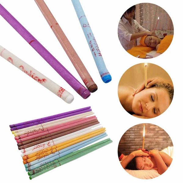 

1 pair ear candles with natural bee wax paraffin for ear candle therapy relaxation earwax cleaning random color