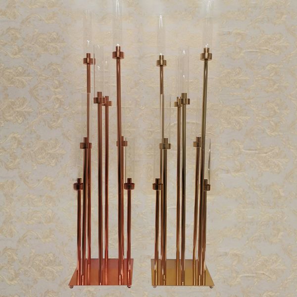 decorazione Candela Candeliere dorato Candelabri Centrotavola nuziali centrotavola dorati per tavolo nuziale imake126