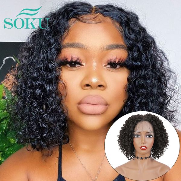 

kinkly curly bob lace front wigs synthetic wig dark brown daily middle part hair bob wavy lace wig for afro black womenfactory direct