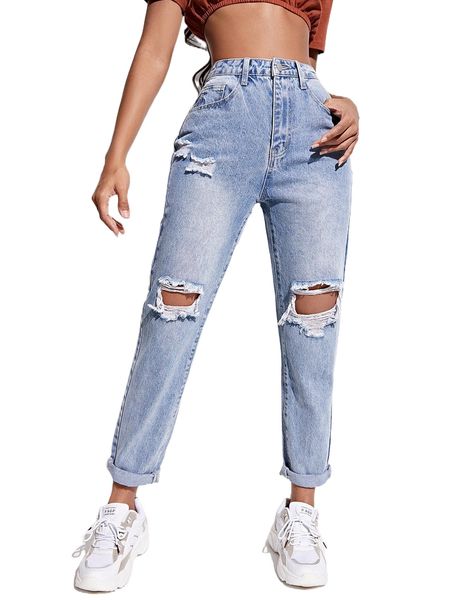 

light washed ripped jeans 51ff#, Blue