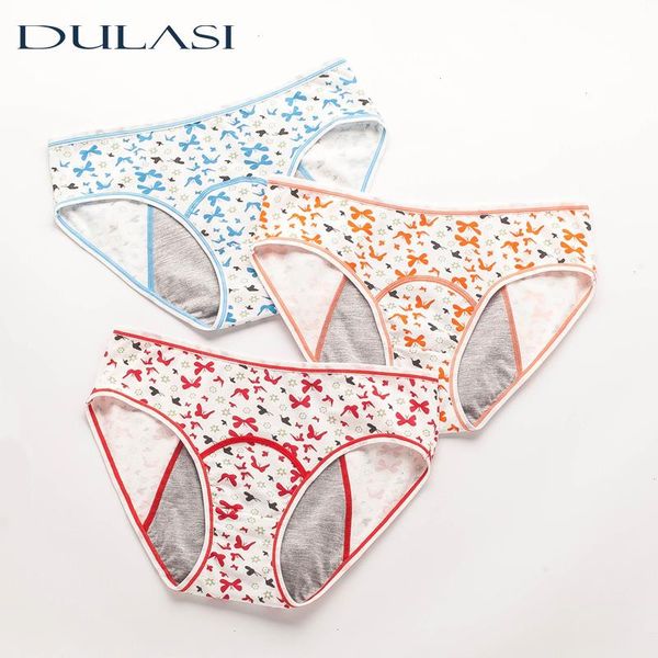 

3pcs lot leakproof childrens menstrual womens panties pants cotton underwear cute cartoon period fashion underpants teenagers, Black;pink