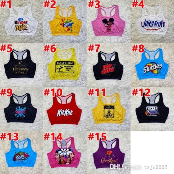 Mulheres Yoga Sports Sports Vest roupas de fitness Sexy Roupa respirável Plus Size Size Cartoon Tampo Lady Tank Tops