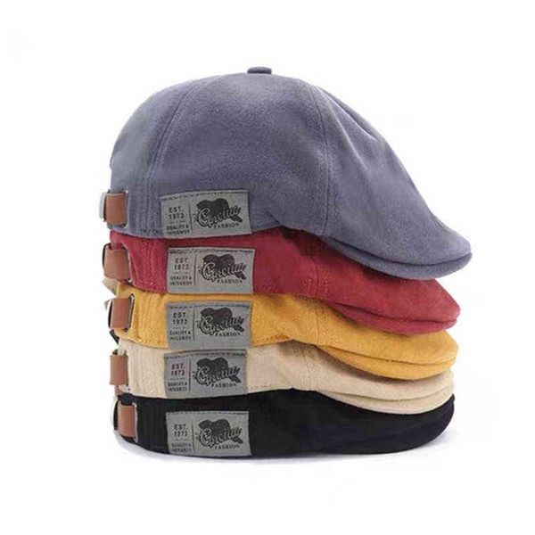 

women men beret hats newspaper seller classic western newspaper seller caps cotton blend beret hat flat edge adjustable men spring berets j2, Blue;gray
