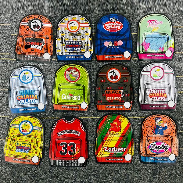 

backpackboyz gelato italian ice die cut 3.5g mylar bags matte smell proof stand up pouch resealable zipper packaging bag