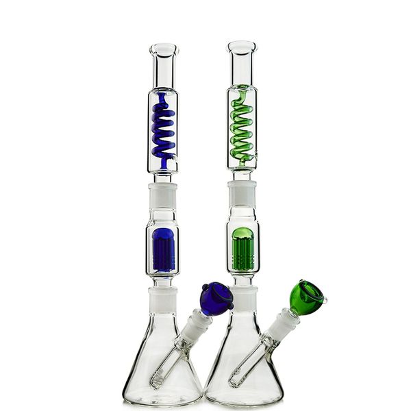 16 pollici 6 braccia Albero Perc Narghilè Condensatore Bobina Tubi d'acqua congelabili Downstem diffuso Costruisci un bong Oil Dab Rigs Beaker Bong Bong in vetro spesso 3 mm Giunto femmina 18 mm