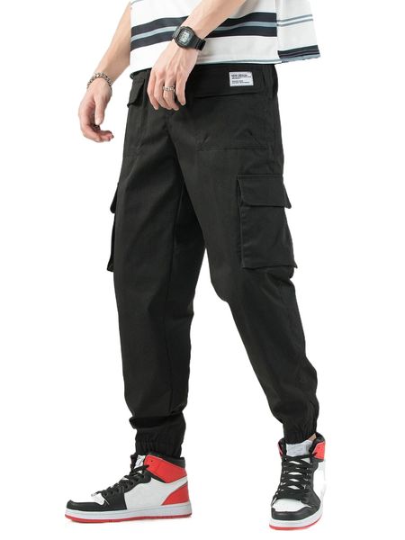

men patched detail cargo pants e8ue#, Black
