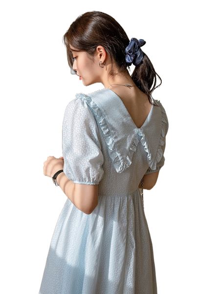 

dazy statement collar shirred puff sleeve dress 56xp#, Black;gray