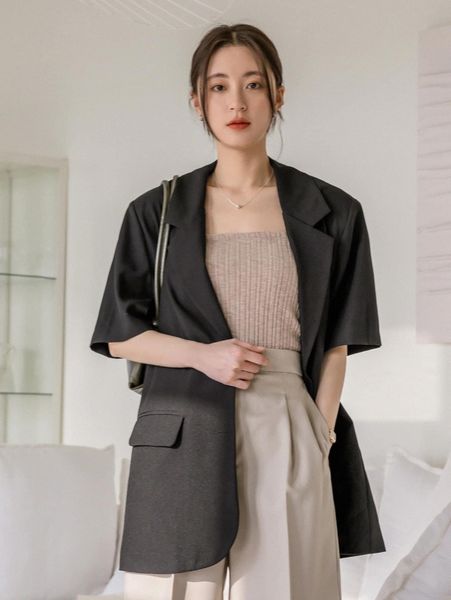

dazy-less flap pocket single breasted blazer k0d5#, White