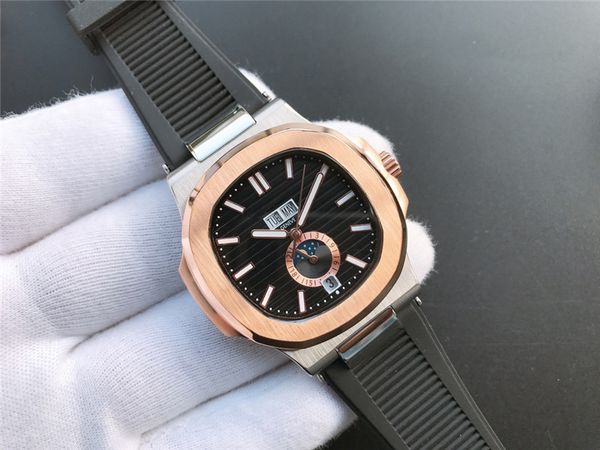 

dropshipping mens warch automatic movement wristwatch 40mm with calendar kinetic energy steel bracelet luminous water resistant master men&#, Slivery;brown