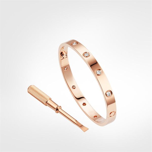 

love screw bracelet 5.0 mens bracelets 10diamond designer bangle luxury jewelry women titanium steel alloy gold-plated craft gold 275r, Black