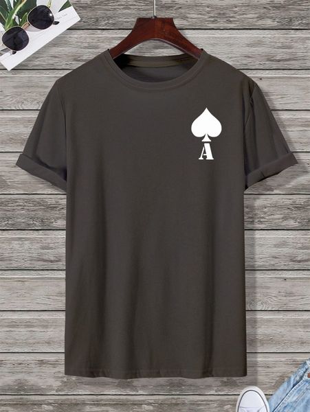 

men playing card print tee v8dr#, White;black