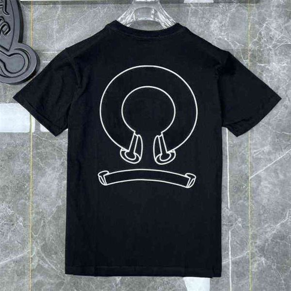 

loose designer classic men's t shirts ch summer short sleeves letter horseshoe sanskrit cross print sweatshirts t-shirts woman tees 1o8, White;black