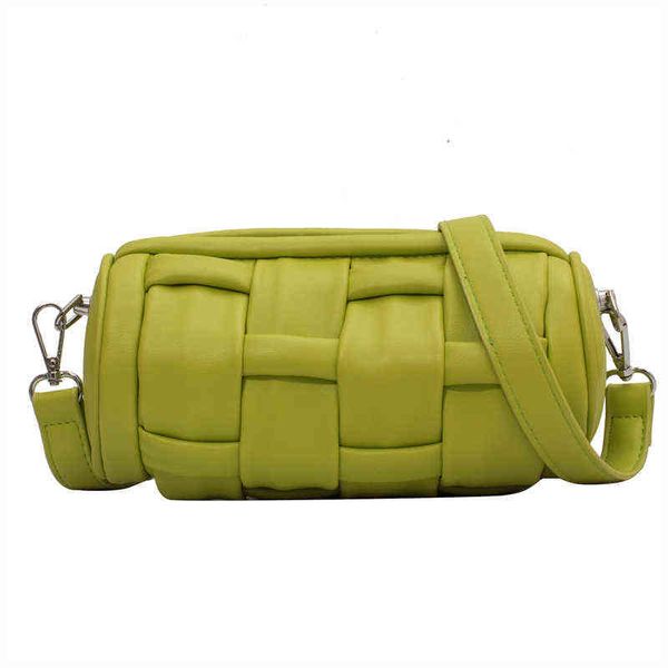 

evening bags barrel shaped handbags small soft braided pu leather crossbody sling bag for women 2022 summer luxury brand shoulder purses 220
