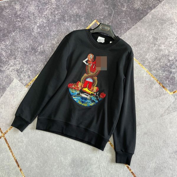 

men's hoodies & sweatshirts designer 2021 autumn new women's sweater early men's 21 lovers' round neck embroidered 3b8z, Black