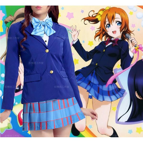 Roupas de roupas ao vivo de trajes de vida ao vivo saia uniforme Minami Kotori Suit de negócios gravata Plaid plissada escolar uniforme