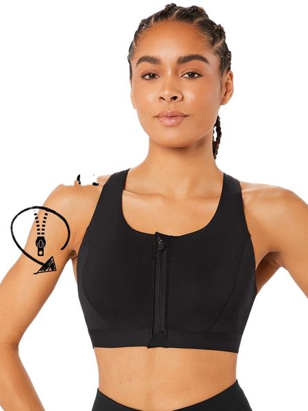 

glowmode zip front high support sports bra o1ys#, Gray