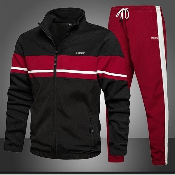 

men tracksuit sets autumn jogger tracksuit zipper hoodiessweatpants 2pc sets men's sportswear sport suit clothing 201210, Gray