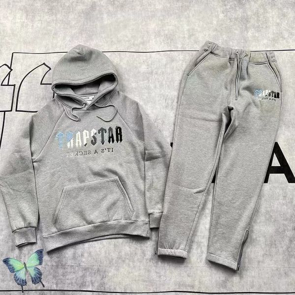 

trapstar set couple hoodie sweatshirts men women clothes 220815, Gray