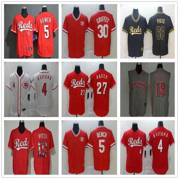 

2021 cincinnati baseball jerseys men women kids 7 eugenio suarez johnny bench barry larkin 19 joey votto ken griffey jr yasiel puig jersey, Blue;black