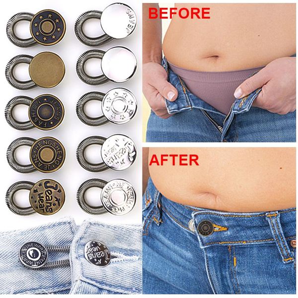 Gürtel Skalierbare Metallknopfverlängerung für Hosen Jeans Magic Spring Free Sewing Verstellbare Taille Erweitern Sie die Schnalle Bund-ExpanderGürtel