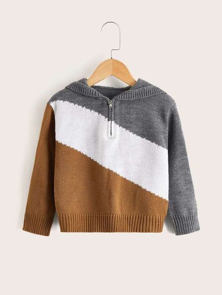 

toddler boys color block hooded sweater she01, Blue