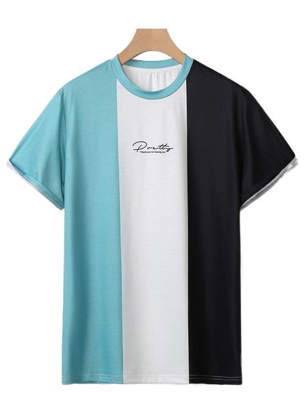 

men colorblock letter graphic tee 43qf#, White;black