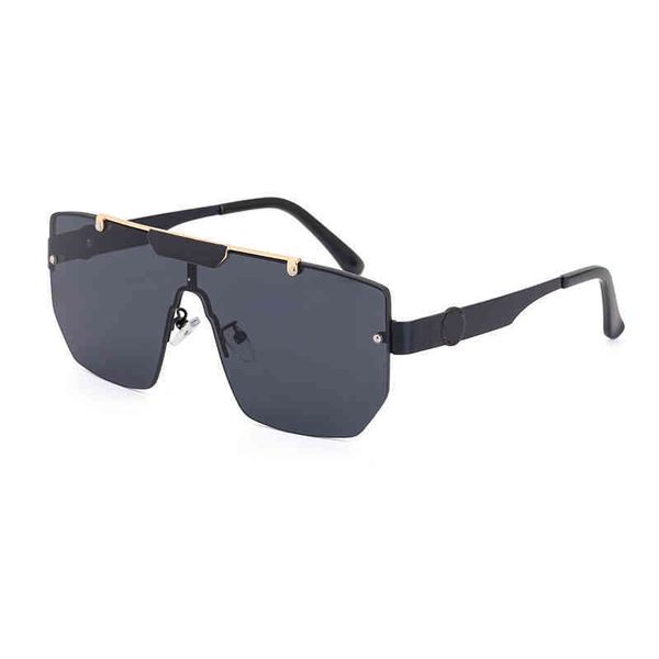 

2022 new fashion large frame sunglass men's framels one-piece sunglass, White;black