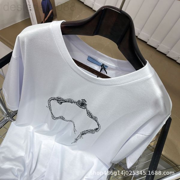 

women's t-shirt designer [correct version]early spring p's new pure cotton triangular standard boat rope printed short sleeve t-sh, White
