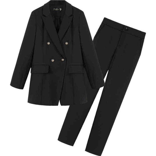 

professional women's suits pants suit autumn new large size slim black ladies small suit female slim trousers 2022 t220729, Gray
