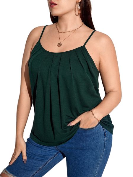 

plus plicated front cami h1tz#, Black