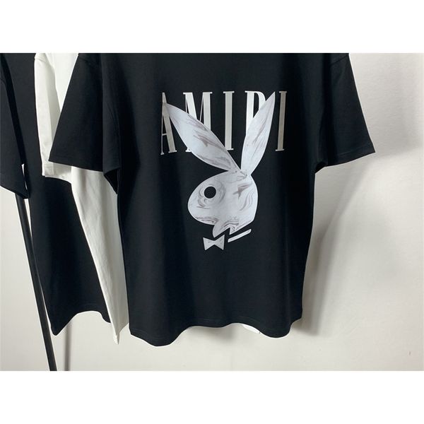 

mens t-shirts amirs letter rabbit print t-shirt, White;black