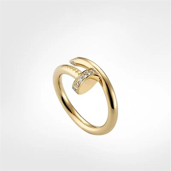 

1pcs drop shippin women mens nail love ring band diamonds designer luxury rings jewelry couple lover finger circle rings gift neve2298, Silver