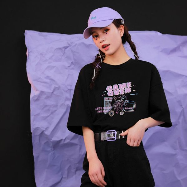 

graffiti print casual harajuk female s tshirts vaporwave short sleeve t shirt hiphop summer women t shirt streetwear 220602, White