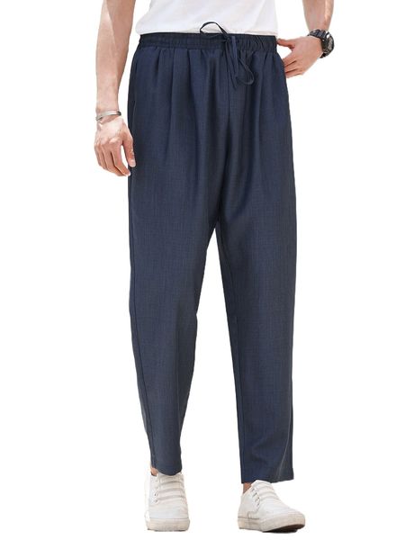 

men slant pocket drawstring waist pants x0we#, Black